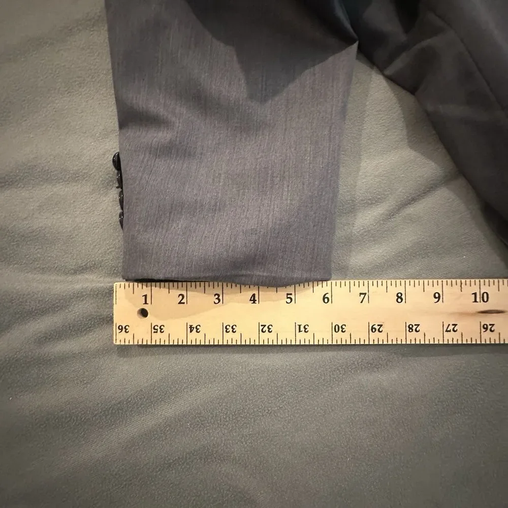 Ralph Lauren Suit Jacket Men's 48L 100% Wool 2 Piece Pleated Pants 37x30.5 Gray